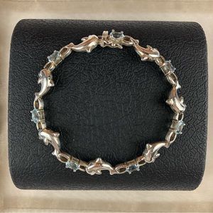 Macy’s Sterling Silver 925 Aqua Marine Dolphin Bracelet Coastal Glamcore Dainty